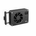 Black aluminium alloy computer cooling radiator with power cord, dimensions 89mm x 52mm x 25.95mm