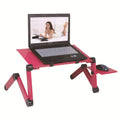 Black folding computer desk with lazy stand design extended for use