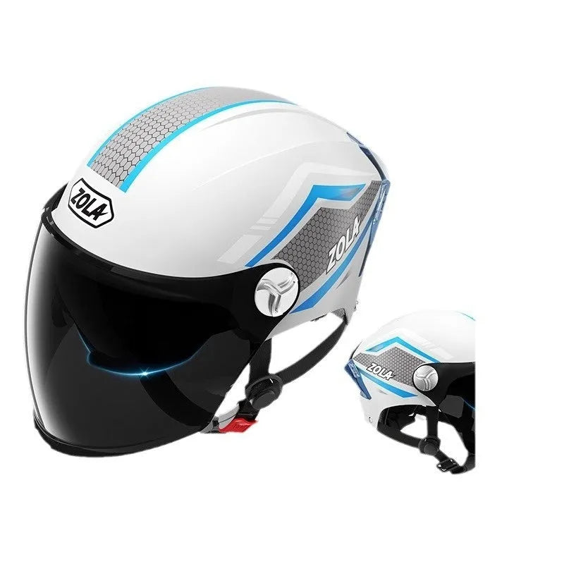 3C-certified ABS plastic motorcycle half helmet shown in a light brown double mirror colour.