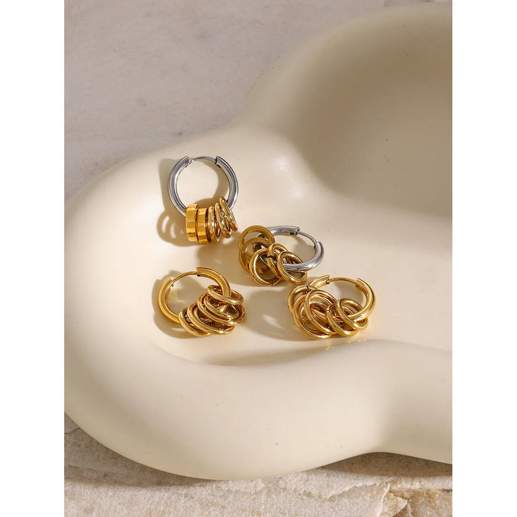 Stainless steel colour matching electroplated earrings in ins style unisex design