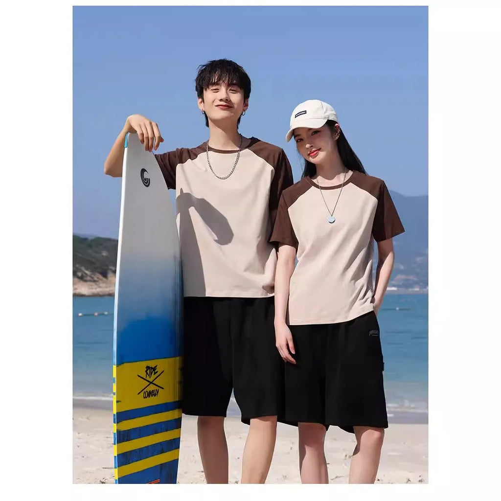 Cotton blend loose fit round neck T-shirt work clothing printing available in multiple colours