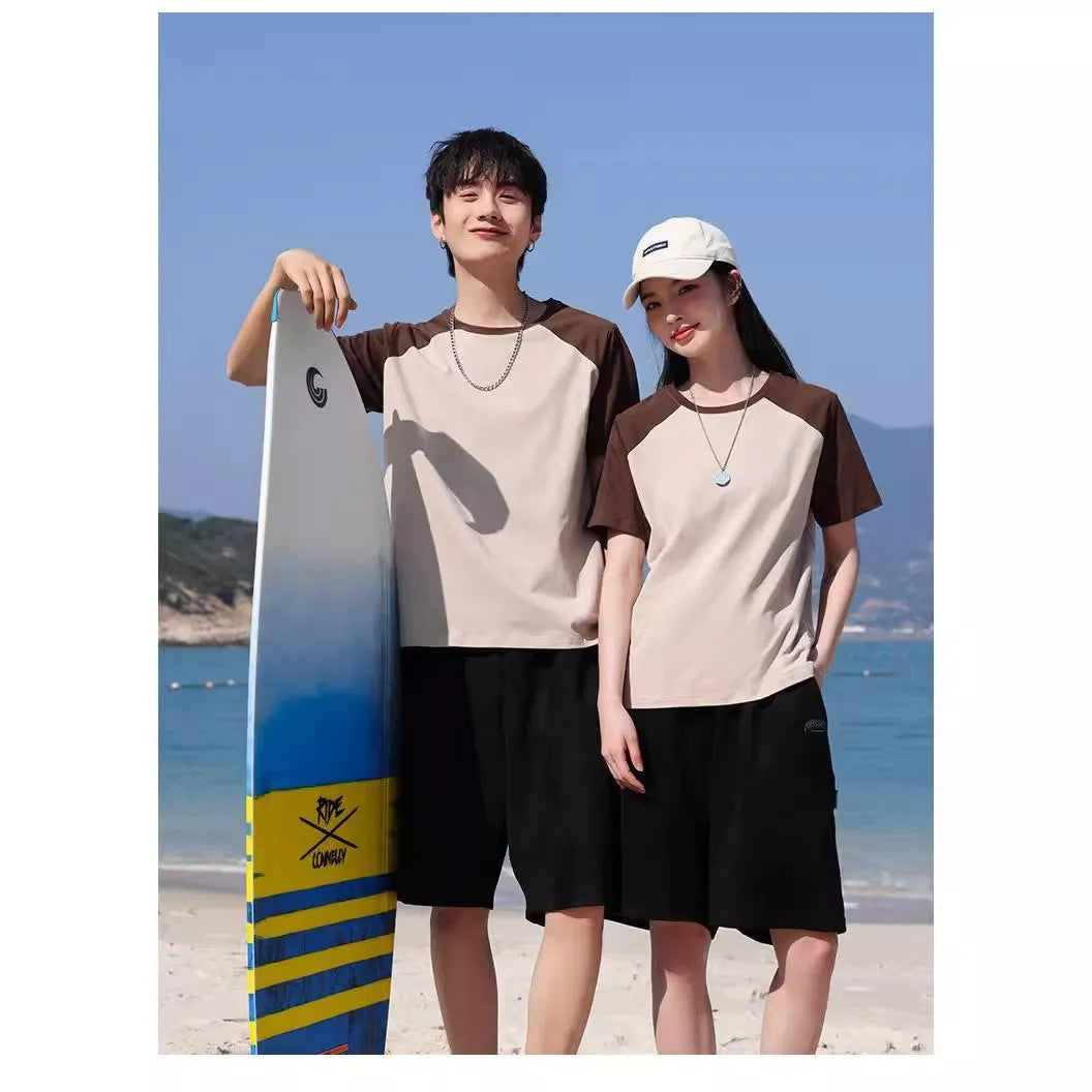 Cotton blend loose fit round neck T-shirt work clothing printing available in multiple colours