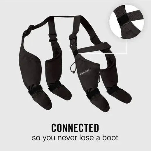 Black waterproof non-slip dog paw protectors available in six sizes