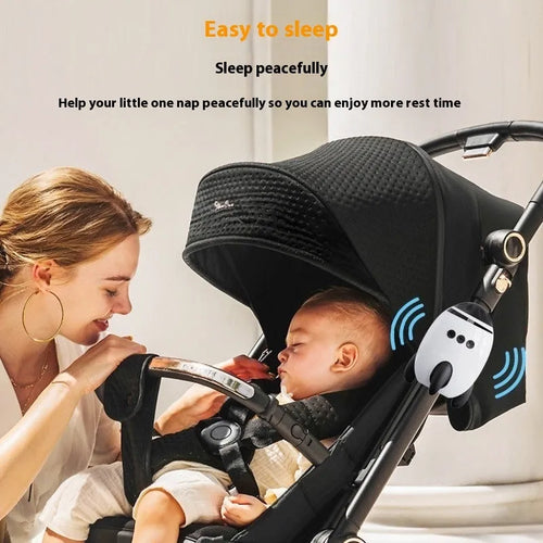 White baby stroller shaking device with Bluetooth and white noise functions for infant comfort