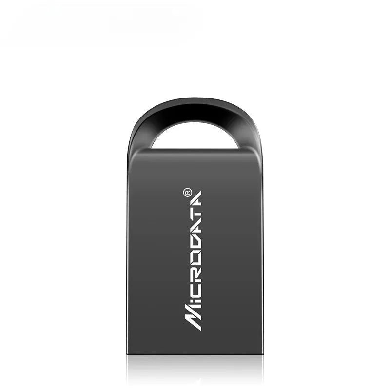 Silver metal square USB flash drive pendant on a metal necklace chain.