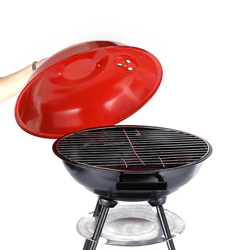 14-inch portable barbecue oven with iron apple stove design on grass