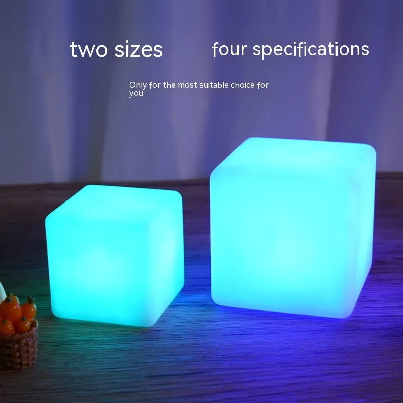 Square seven-colour night light with remote control in European style design