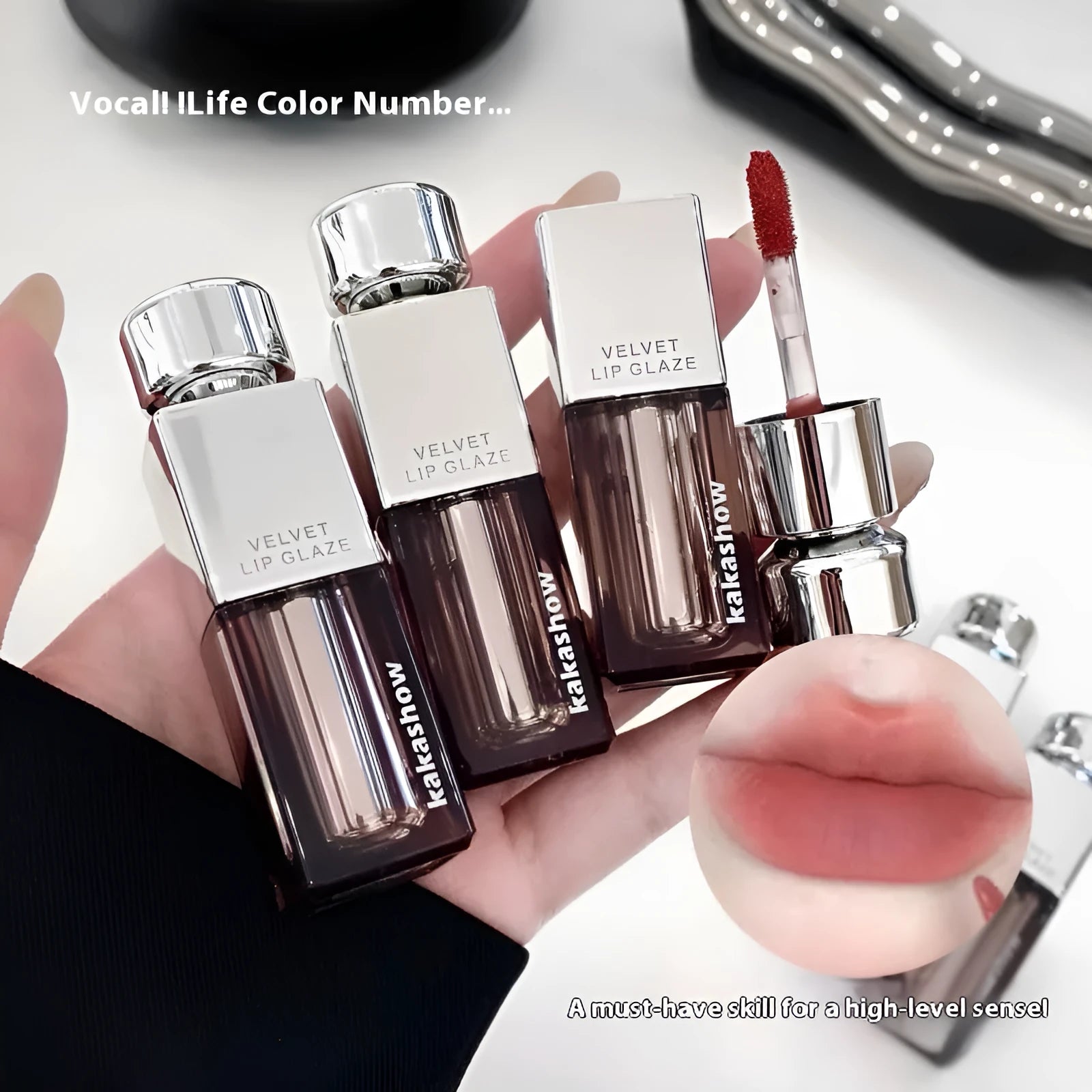Kakashow matte soft mist lipstick in six shades with 1.8g velvet lip paint