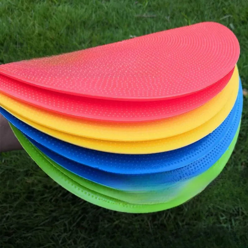 Soft TPE football landmark pad disc in bright colour for soccer training drills on grass field