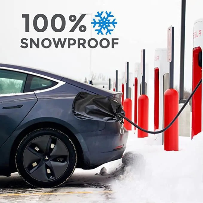 Grey waterproof drawstring cover for electric vehicle charging connector
