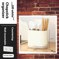 Plastic wall-mounted kitchen chopsticks basket with spoon holder and drain holes in beige colour