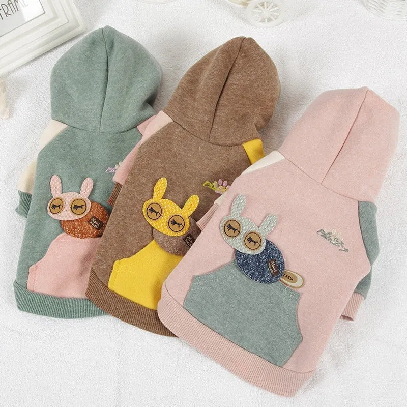 Brown cotton dog sweatshirt shown on a medium-sized dog with casual leisure styling