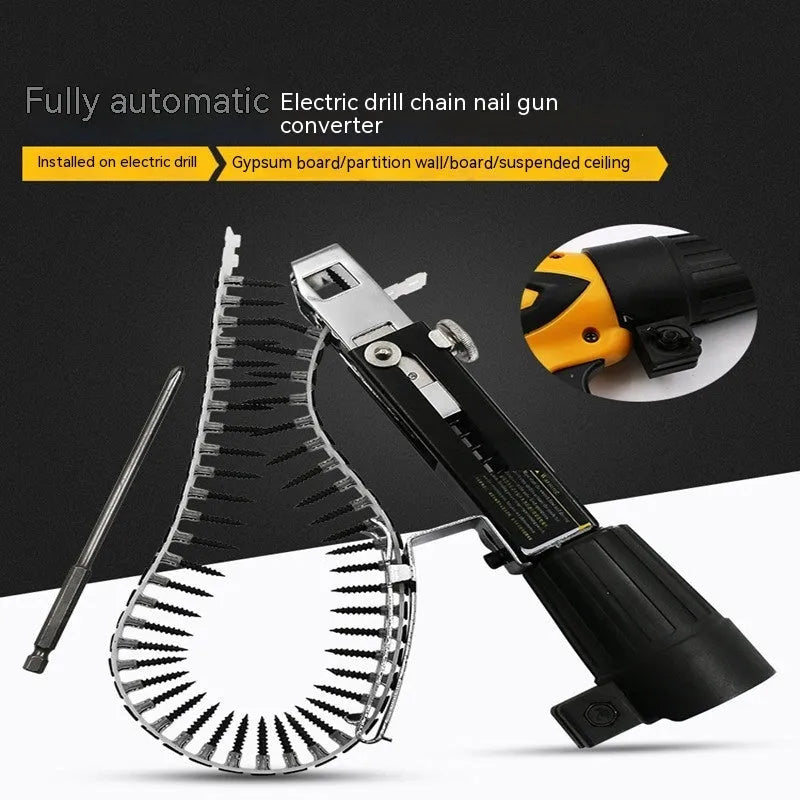 Chain screw gun head automatic nail gun electric screwdriver with metal construction and stainless steel components
