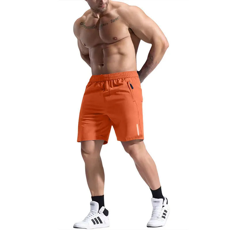 Men's grey bamboo fibre sports shorts with an elastic high waist and drawstring closure.