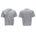 Men's loose fit cotton T-shirt with pleated detail and asymmetric stitching on a round neck, in solid black colour.