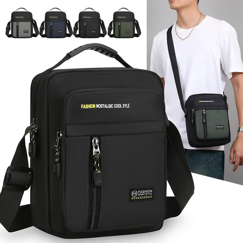 Men's casual nylon messenger bag in crossbody design available in four colour options