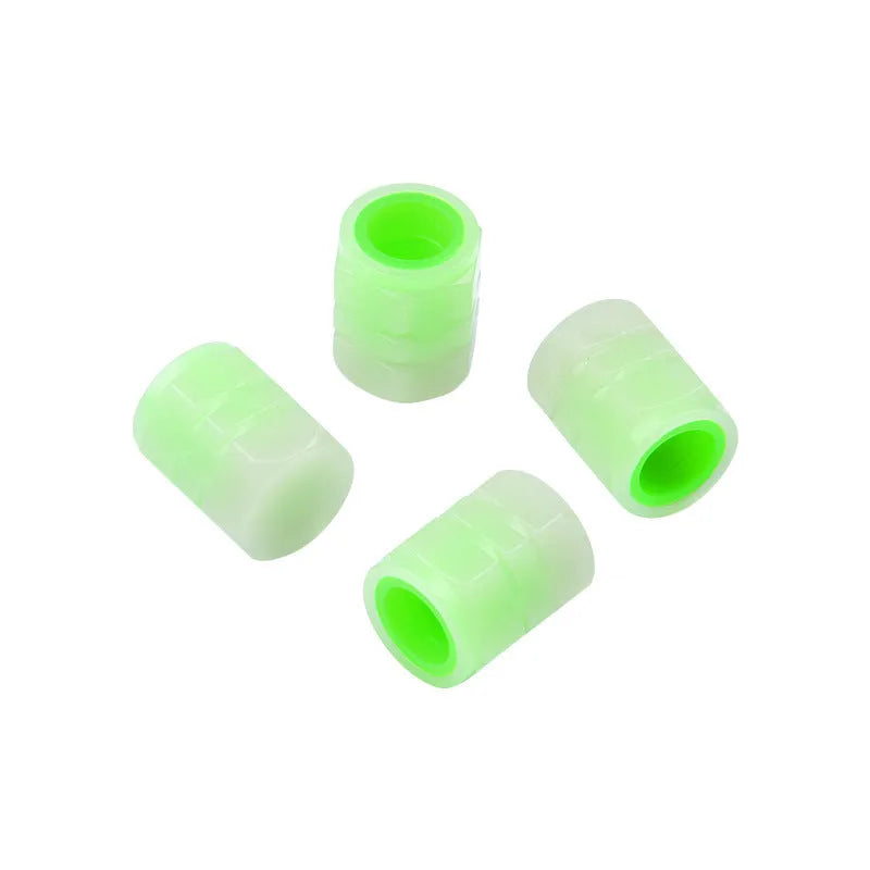 Car luminous valve caps with glow-in-the-dark rubber construction for tyre valve stems