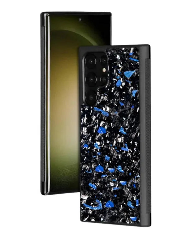 Samsung Galaxy phone case with forged carbon fibre pattern in multiple colour options