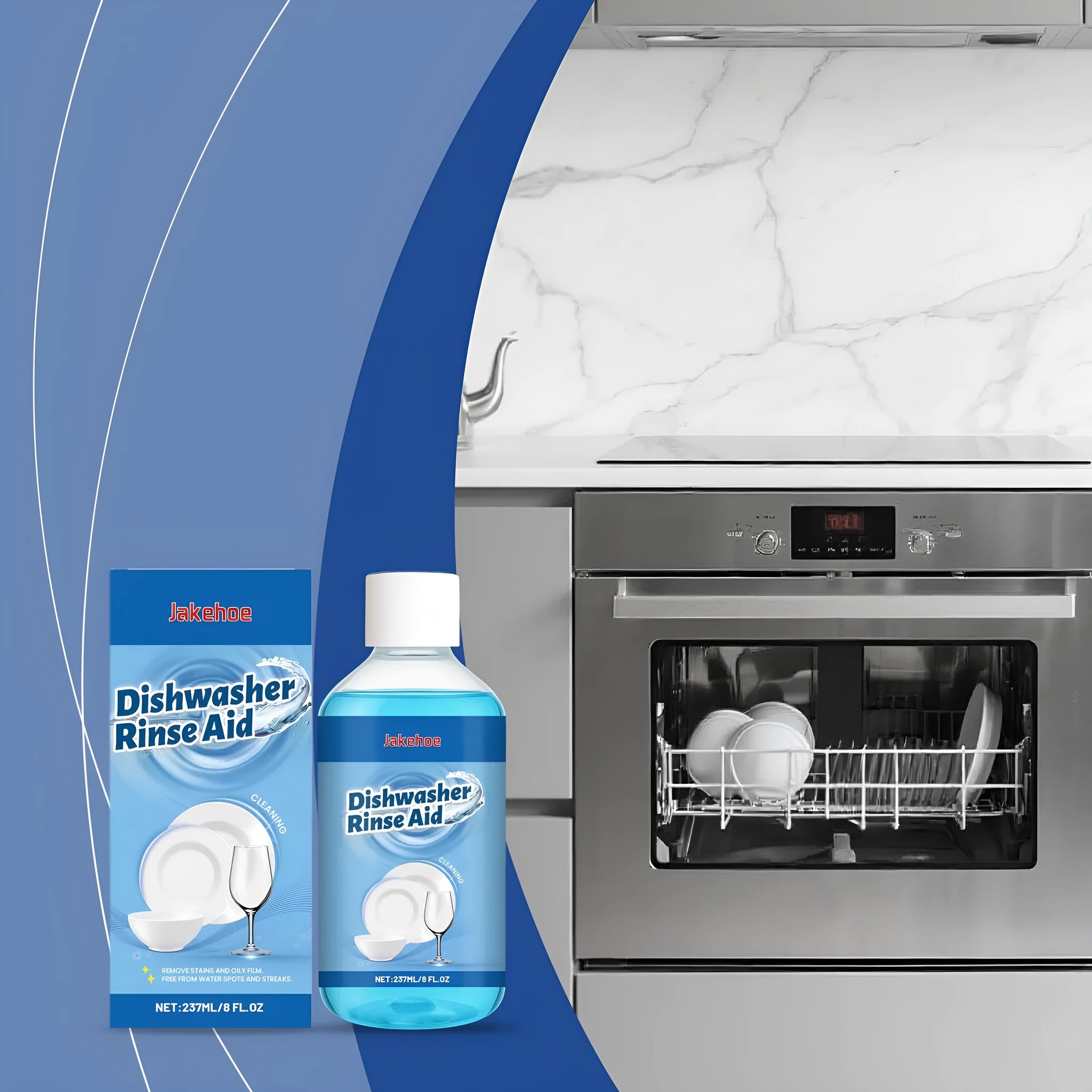 237mL dishwasher cleaning aid bottle for oil stain removal on kitchenware