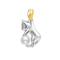 925 sterling silver clavicle chain necklace with cat motif and electroplated finish