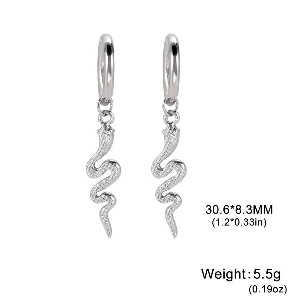 Gold plated stainless steel snake clip-on vintage earrings