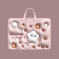 Inflatable PU leather laptop bag in cat beige colour with luggage strap, suitable for 13 to 15.6 inch laptops.