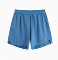 Mysterious Black four-point stretch running shorts with laser punch stitching laid flat.