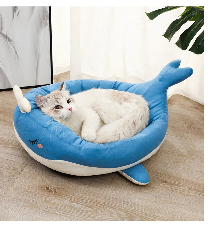 Duck shape fluffy pet bed sofa for small dogs and cats in blue or white colour