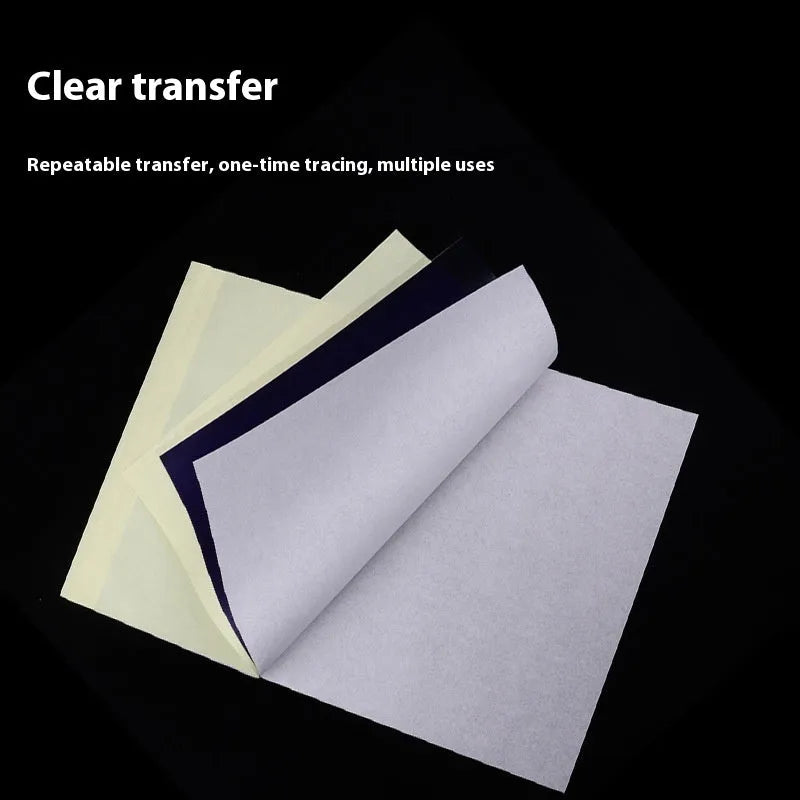 A4 tattoo transfer paper pack with quadruple copy capability and transfer paste gel