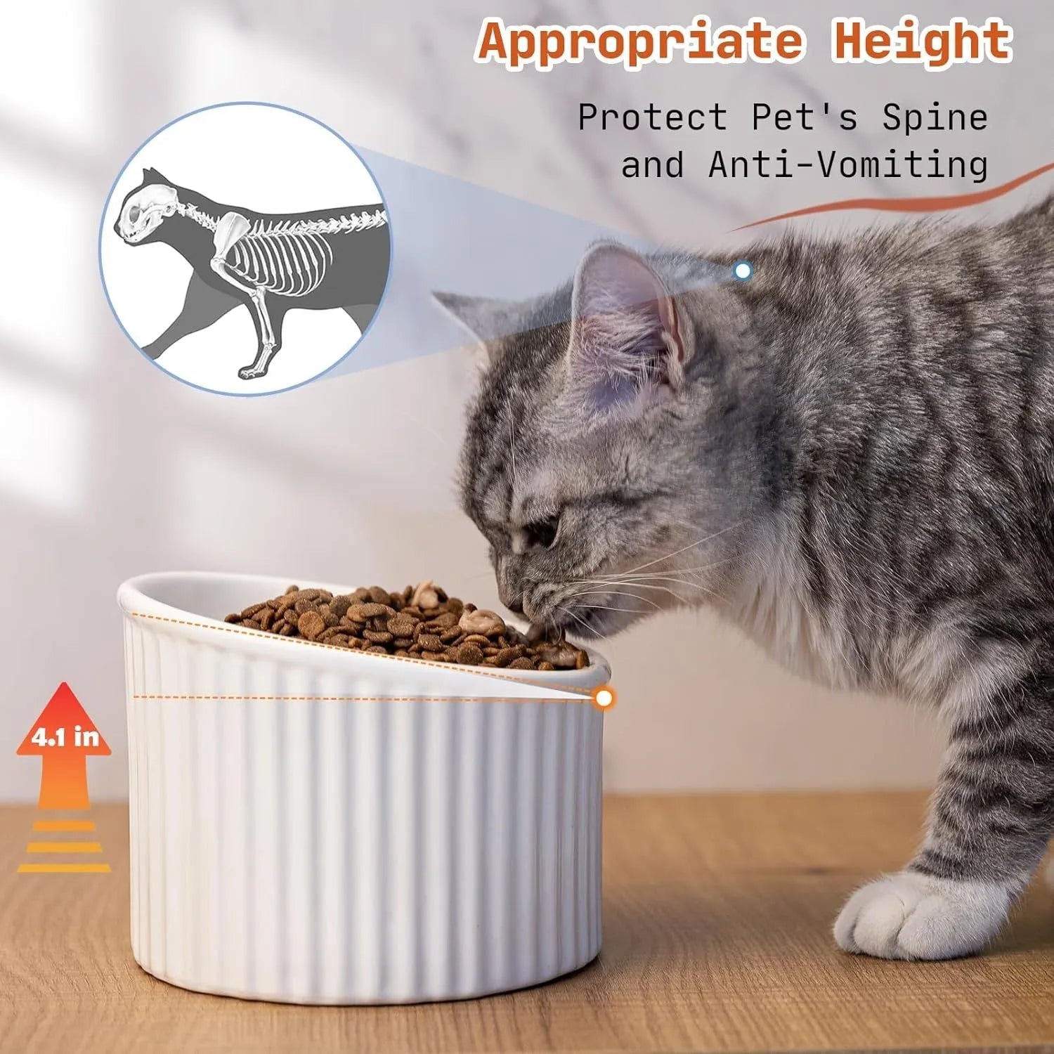 A dark green round ceramic cat bowl elevated on a base, shown at an angle.