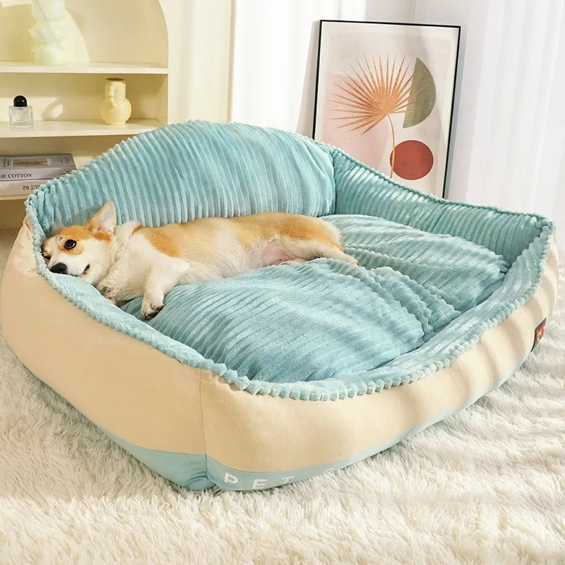 Morandi colour pet bed with raised edges in two sizes for dogs up to 30kg