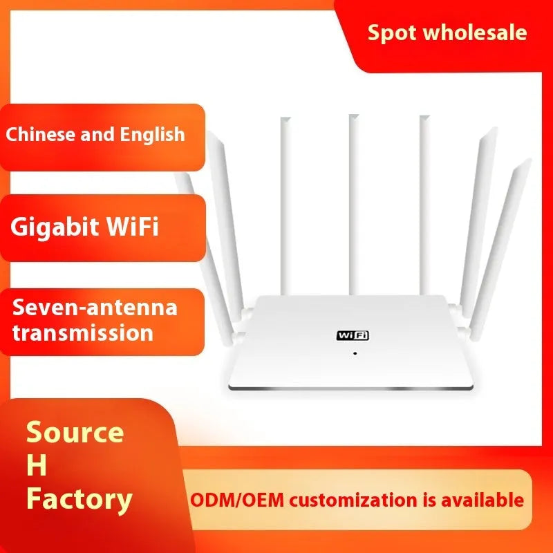 Black and white dual-band 5G WiFi router with multiple antennas for through-wall home coverage