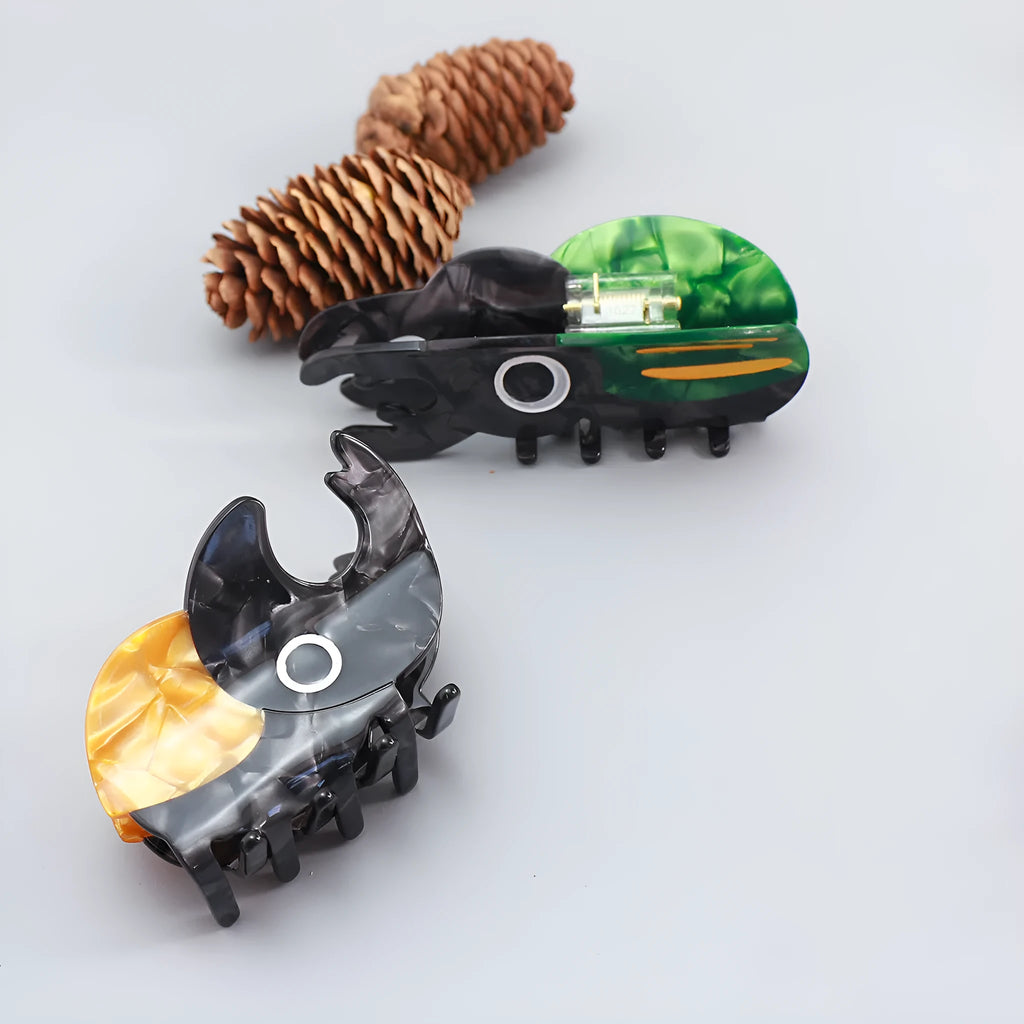 Handmade cellulose acetate Beetle Grip with cartoon caterpillar design