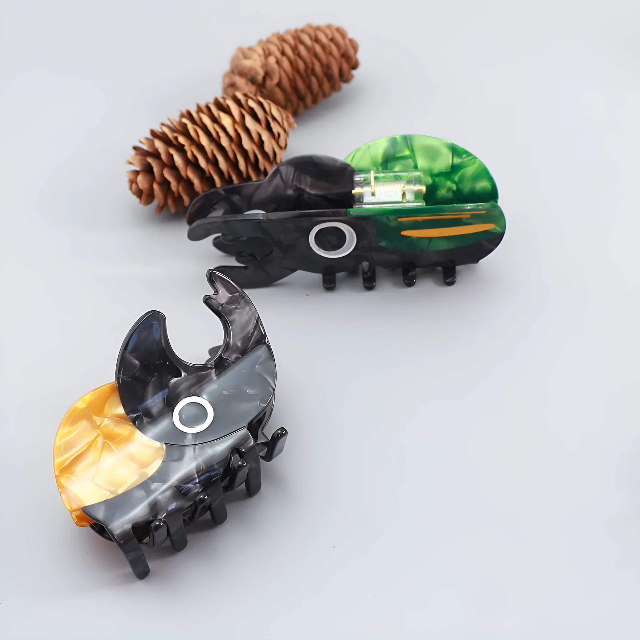 Handmade cellulose acetate Beetle Grip with cartoon caterpillar design