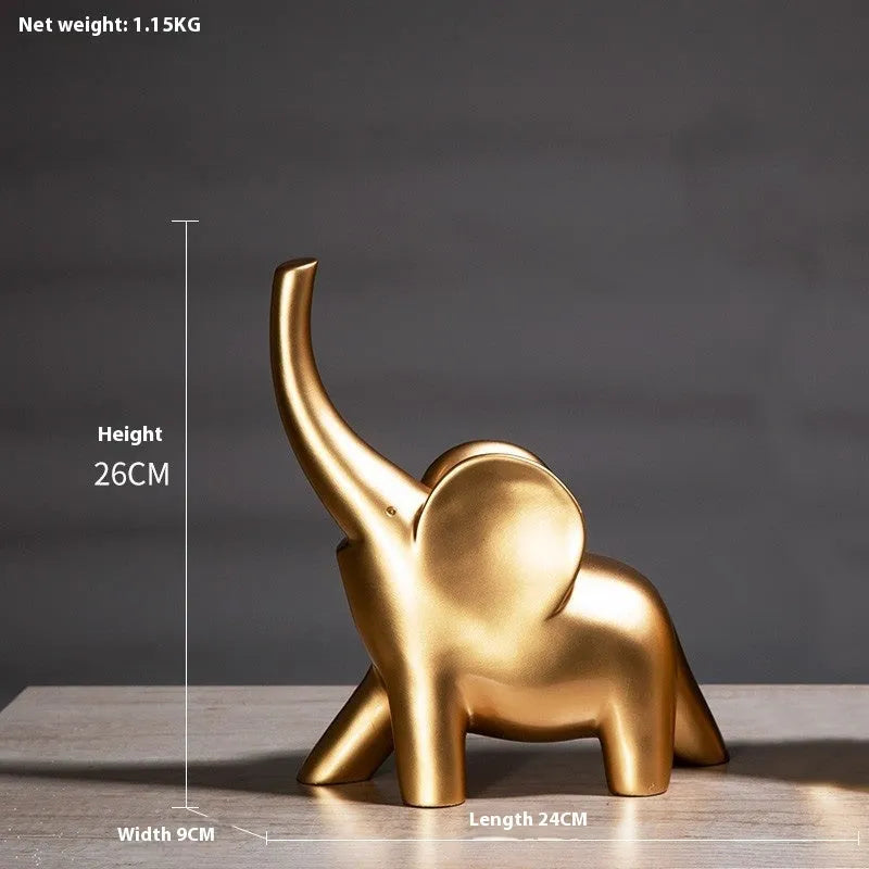Modern resin elephant ornament in rose gold or white finish, available in large and small sizes