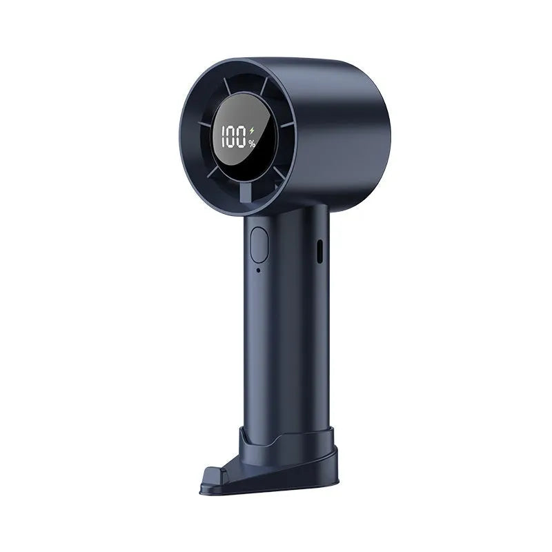 Handheld small wind gun fan with digital display in khaki, 6-speed brushless motor, 1200mAh USB rechargeable