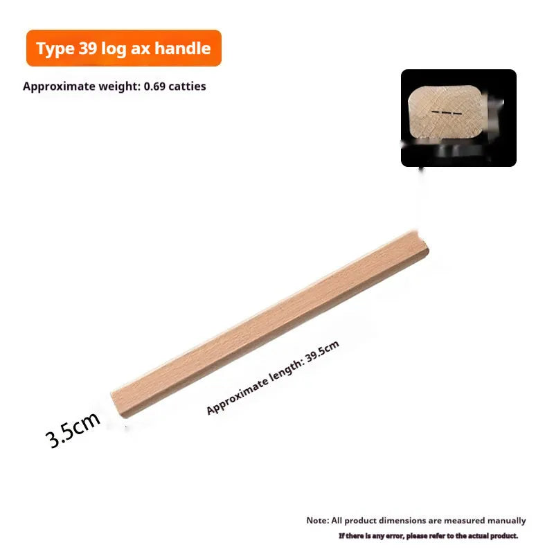 A locust wood replacement handle for axes and tools, shown in various lengths including 32cm and 50cm.