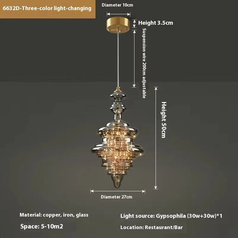 Modern simple luxury glass chandelier ceiling lamp with adjustable drop