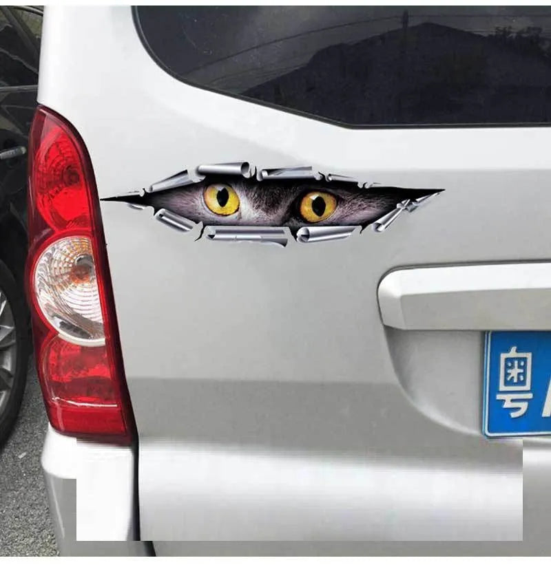 Tiger eye and eagle eye peeping car door sticker with 10x35 cm dimensions on transparent PVC adhesive material