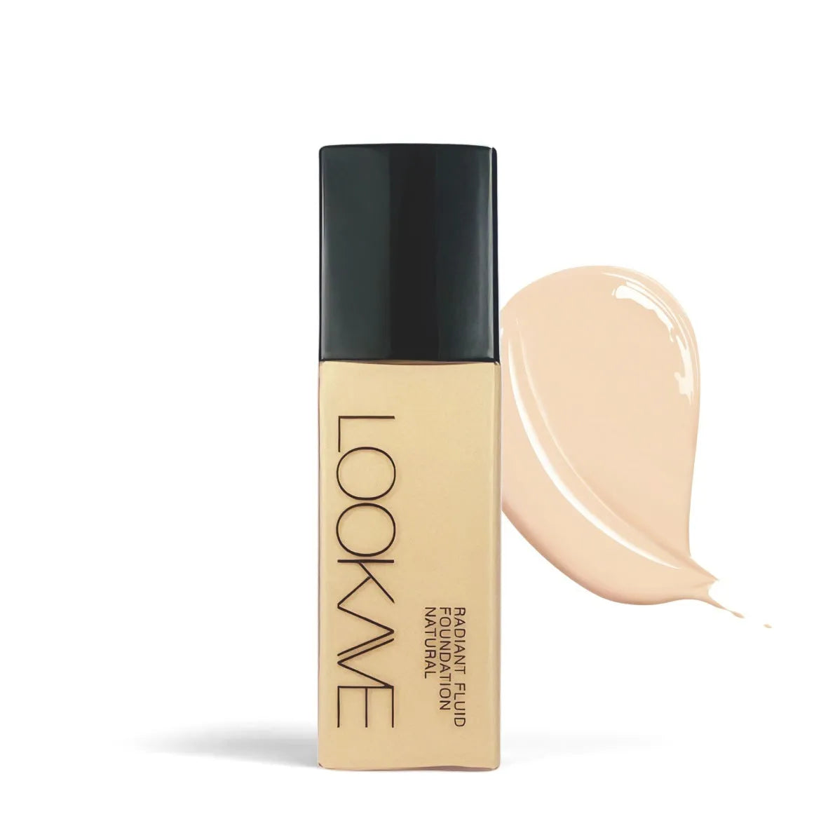 LOOKAVE matte liquid foundation bottle in 21g size showing cream formula