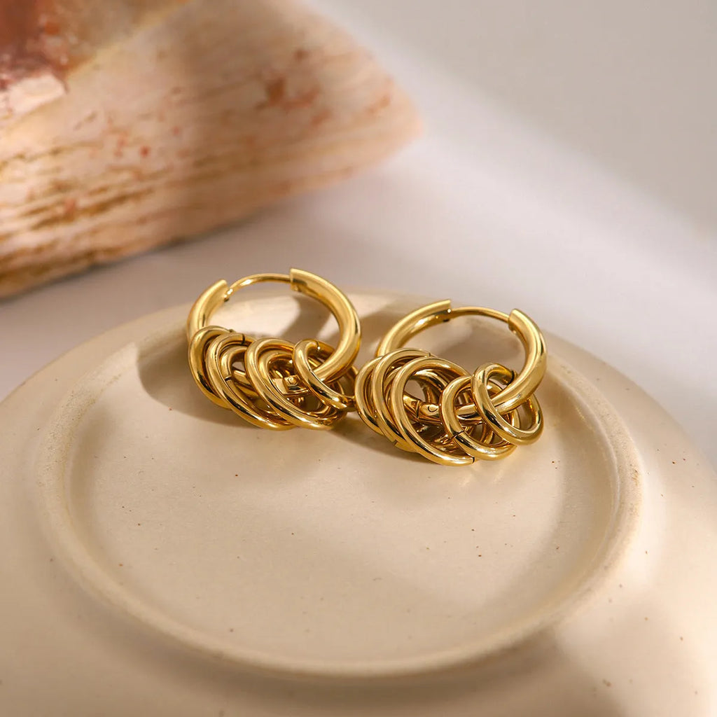 Stainless steel colour matching electroplated earrings in ins style unisex design