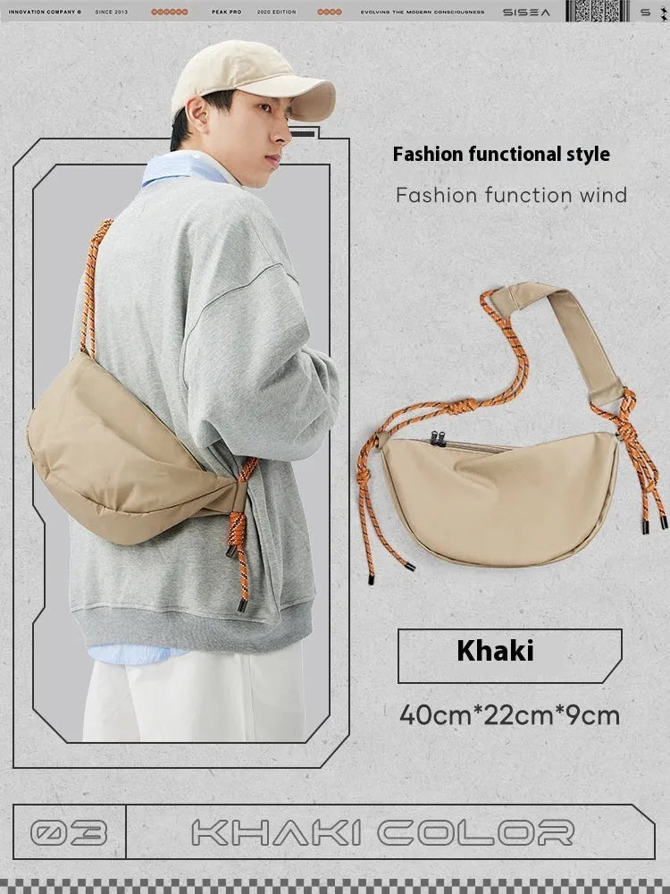 Men's large capacity nylon messenger bag in urban simplicity style