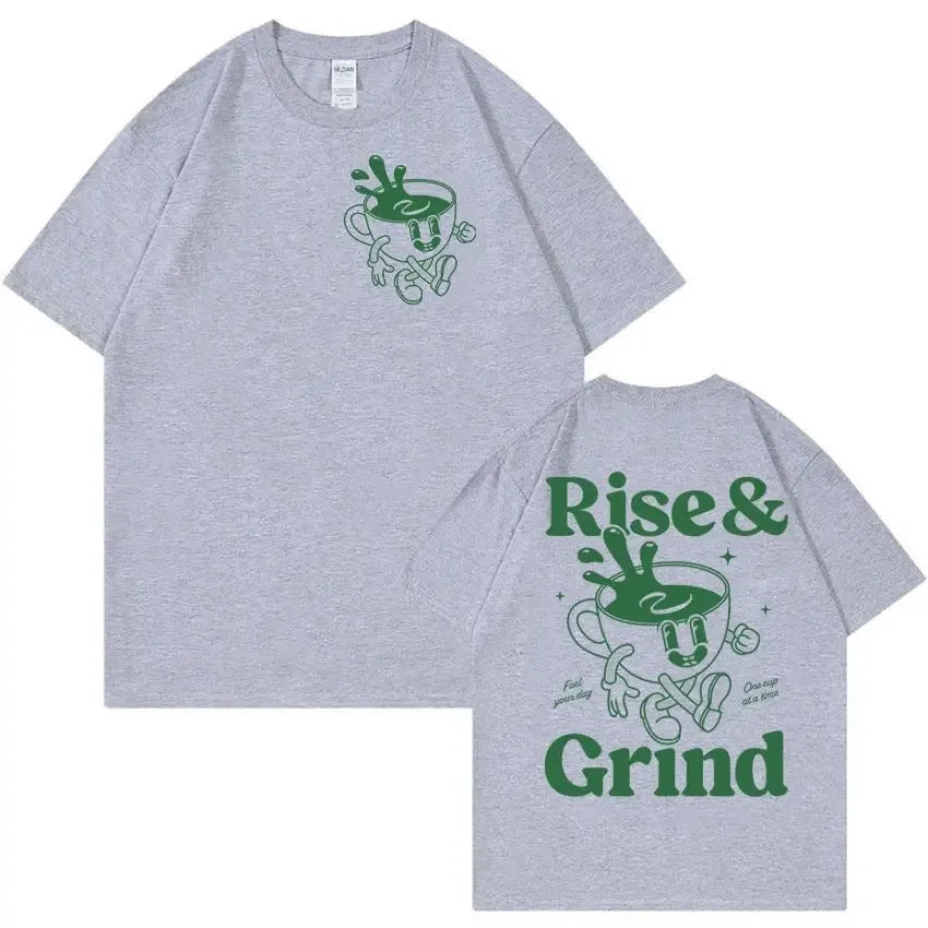Loose linen t-shirt with cartoon design print on front in multiple colour options