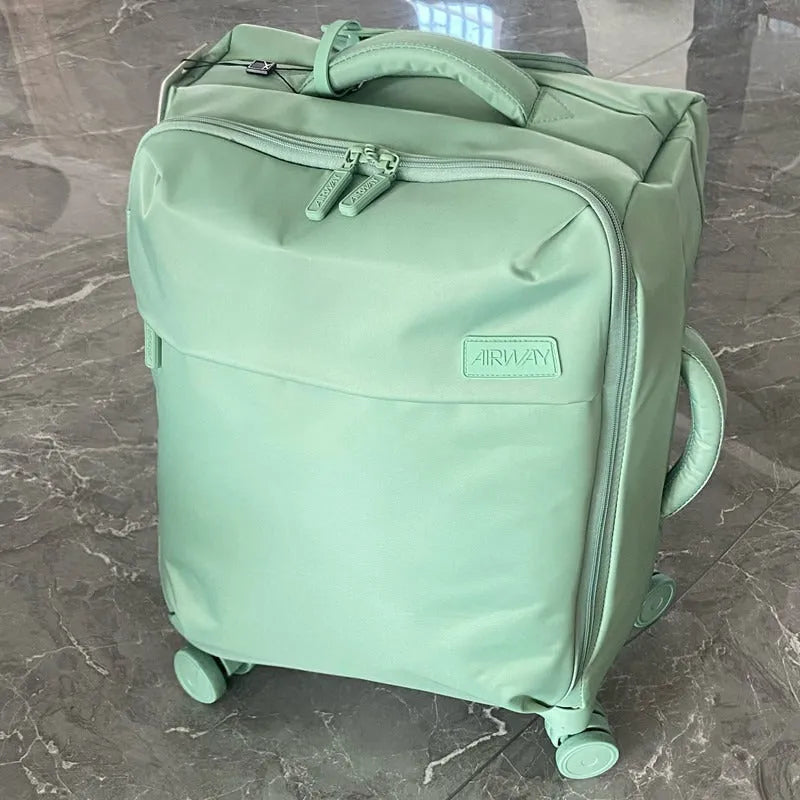 Waterproof Oxford cloth suitcase with universal wheels in bluestone green colour