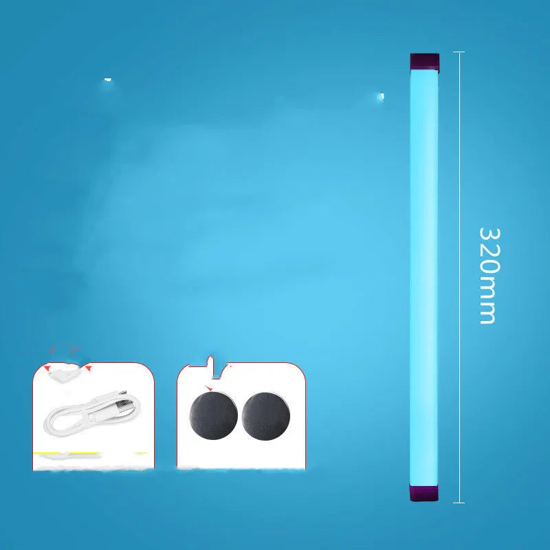 Rechargeable blue and purple LED tube stick photo fill light with dimmable RGB atmosphere lighting