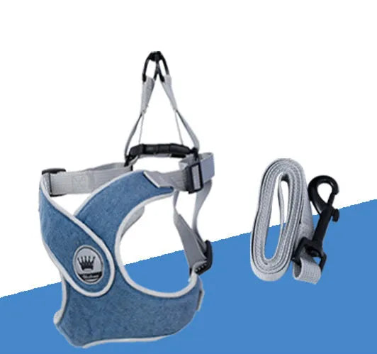 Adjustable dog cat harness with breathable mesh and metal back ring in multiple colours