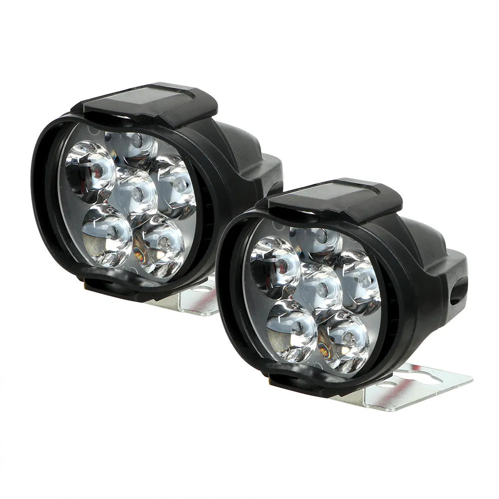 LED spotlights for electric vehicles, six lamp beads, 12V white light, black plastic housing