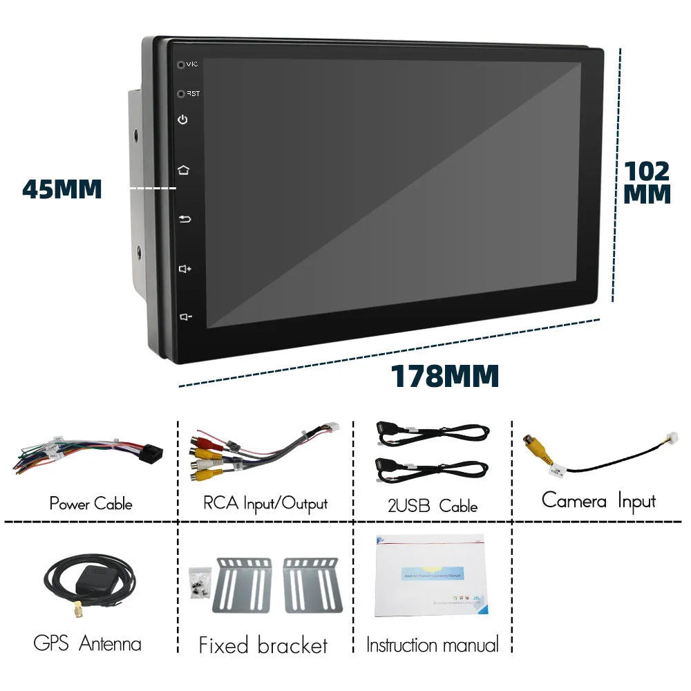 Universal black CarPlay navigation MP5 player with 7-inch touchscreen display for in-car GPS and media playback