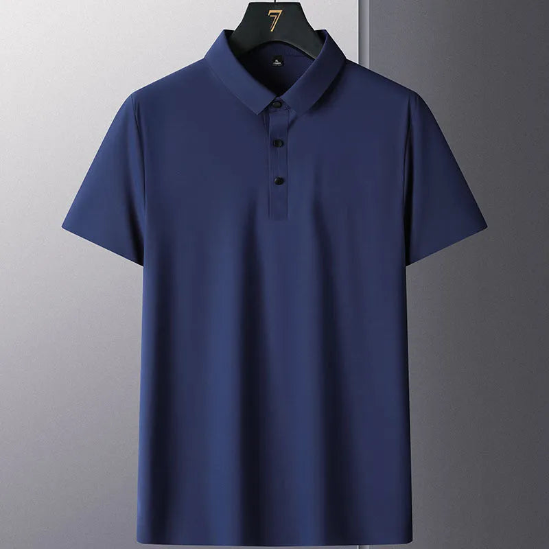 Man wearing a solid colour non-ironing short sleeve business casual shirt in a professional setting.