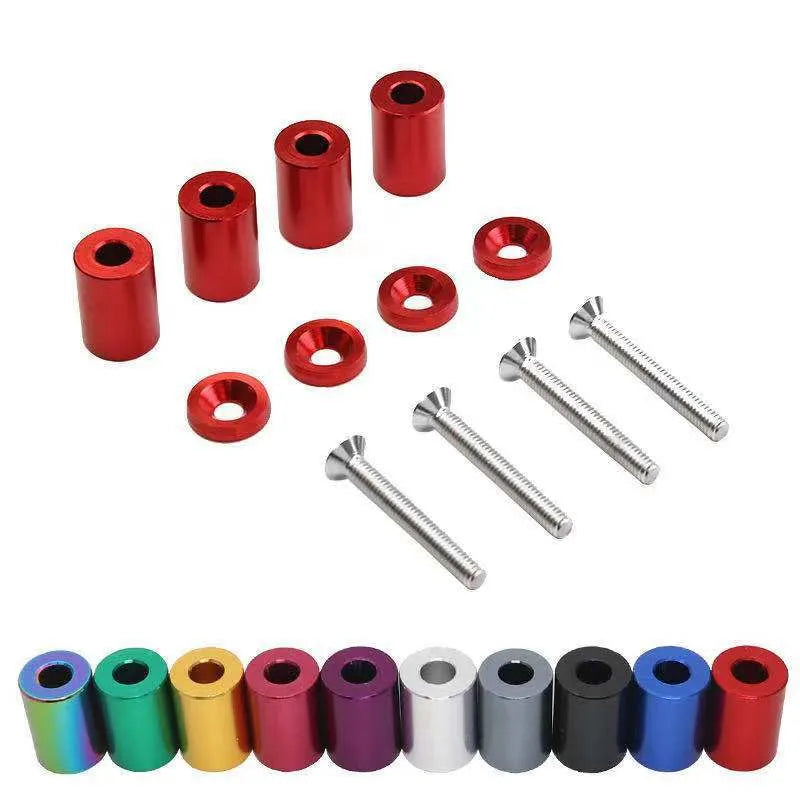 Aluminium machine cover spacers with screws nuts washers for 6mm 8mm car modifications in three colours